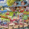 Puzzle Cabine com vista para o lago, tempo na montanha