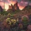 Puzzle Cactos ao anoitecer