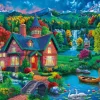 Puzzle Casa colorida perto do lago
