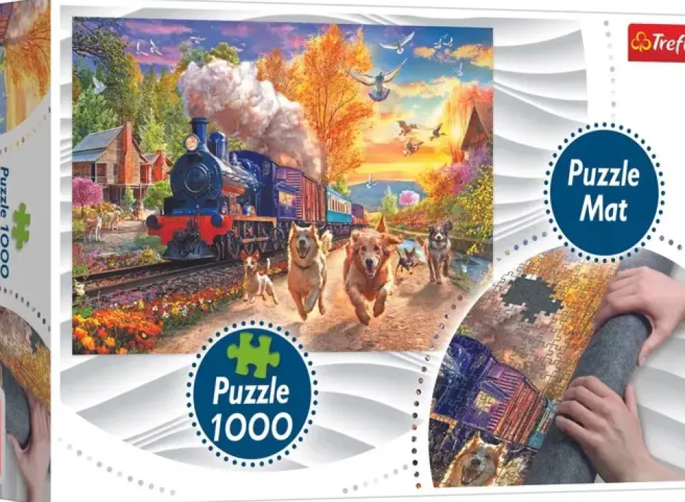Puzzle Cães mais rápidos que um comboio + tapete de puzzle