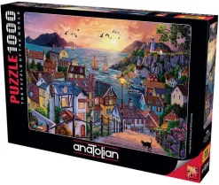 Puzzle Cidade costeira ao pôr do sol