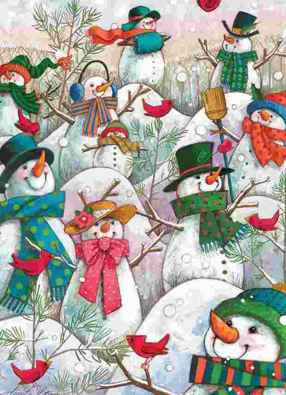 Puzzle Colina de Muitos Bonecos de Neve