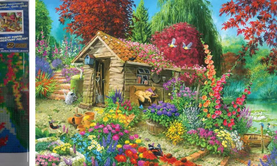 Puzzle Diamond Painting Cottage no jardim 30x40cm