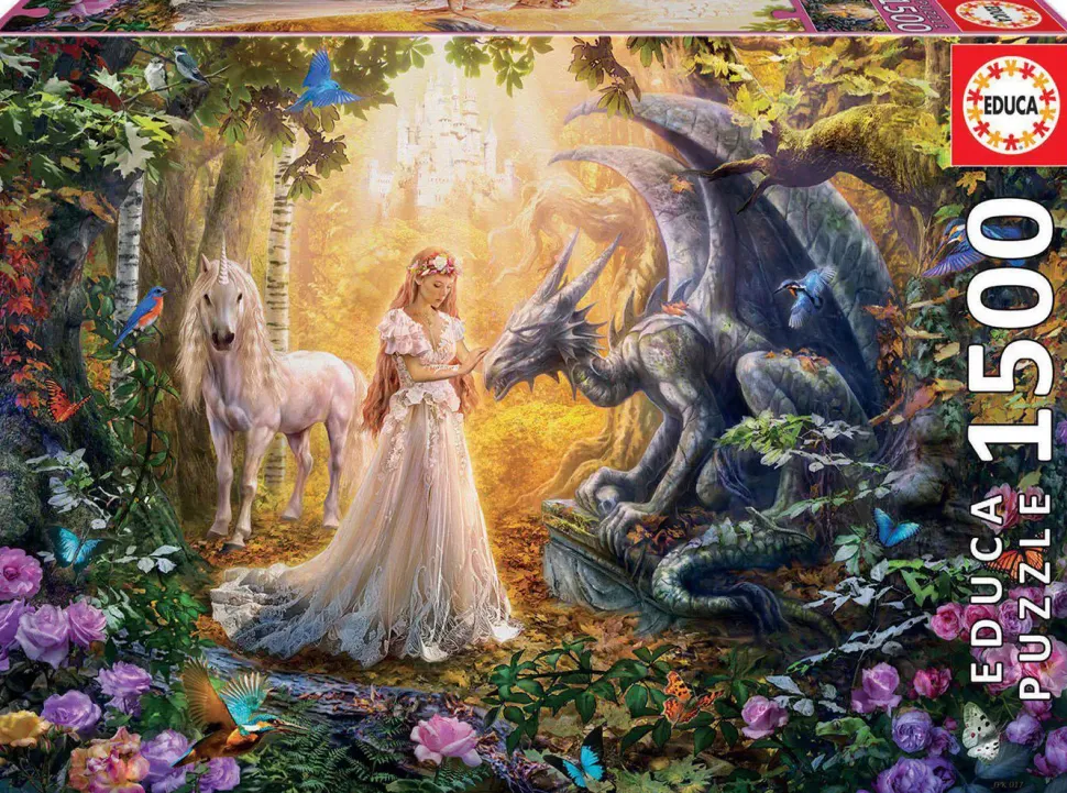 Puzzle Dragão, princesa e unicórnio