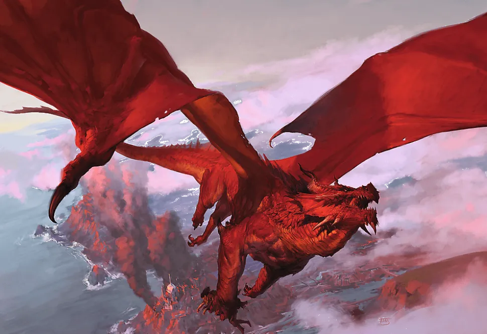 Puzzle Dragão Vermelho Antigo de madeira