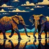 Puzzle Elefantes vibrantes