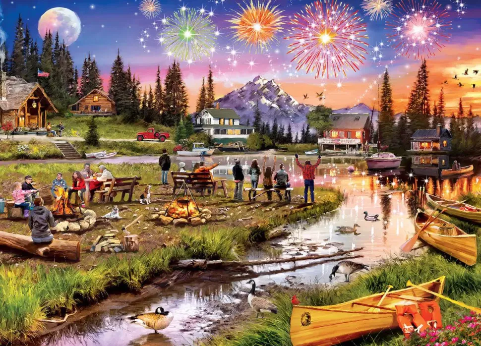 Puzzle Fogos de artifício na montanha
