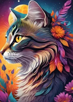 Puzzle Gato Floral