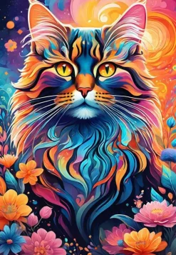 Puzzle Gato multicolorido