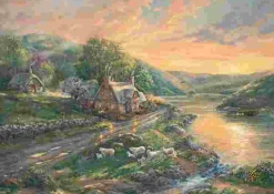 Puzzle Kinkade: Amanhecer em Emerald Valley