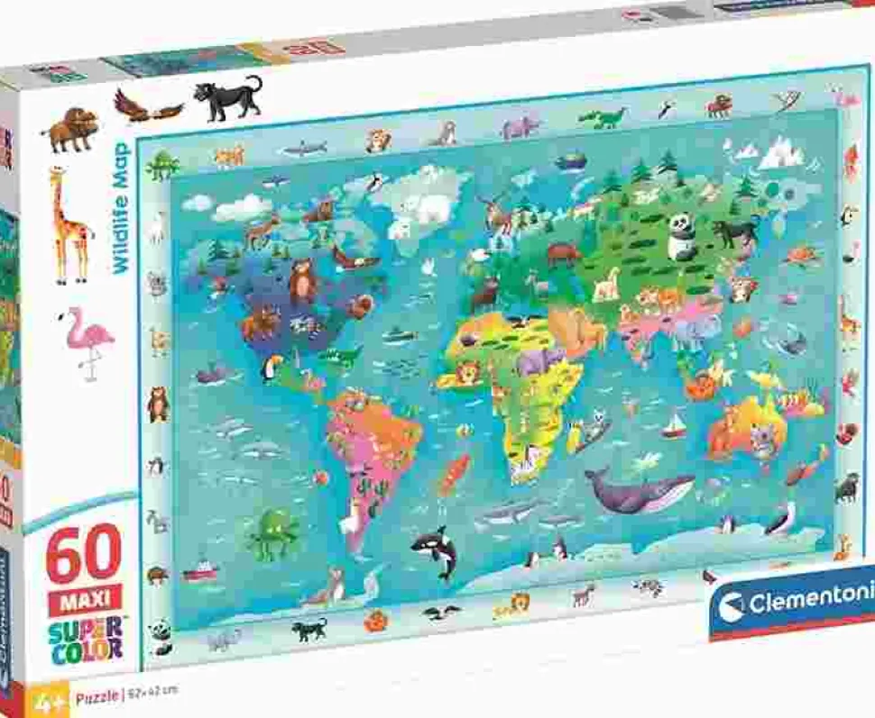 Puzzle Mapa da vida selvagem 60 maxi