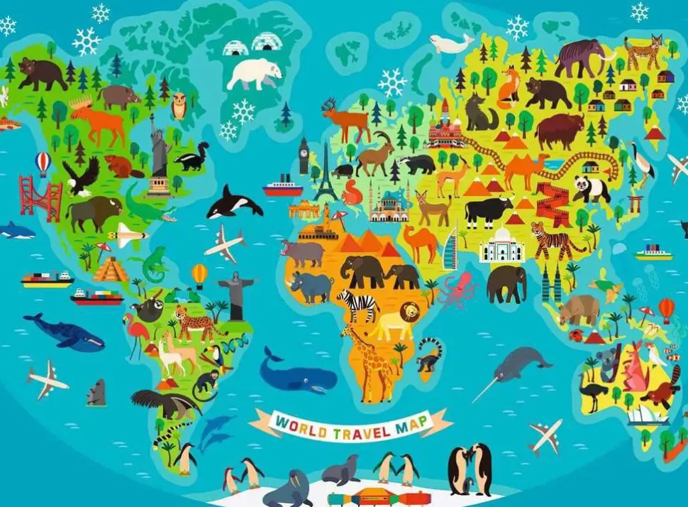 Puzzle Mapa do mundo animal