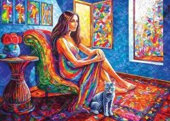 Puzzle Mulher com Gato