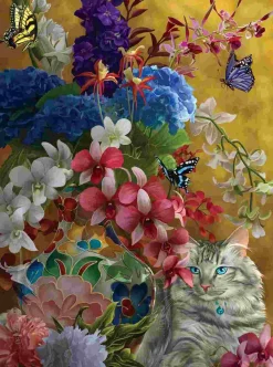 Puzzle Nene Thomas: Gatos dourados e flores