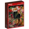 Puzzle Panda vermelha senta-se em um galho