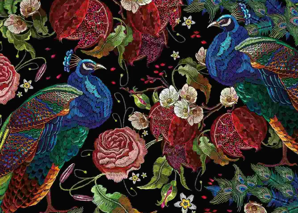 Puzzle Peacocks among roses