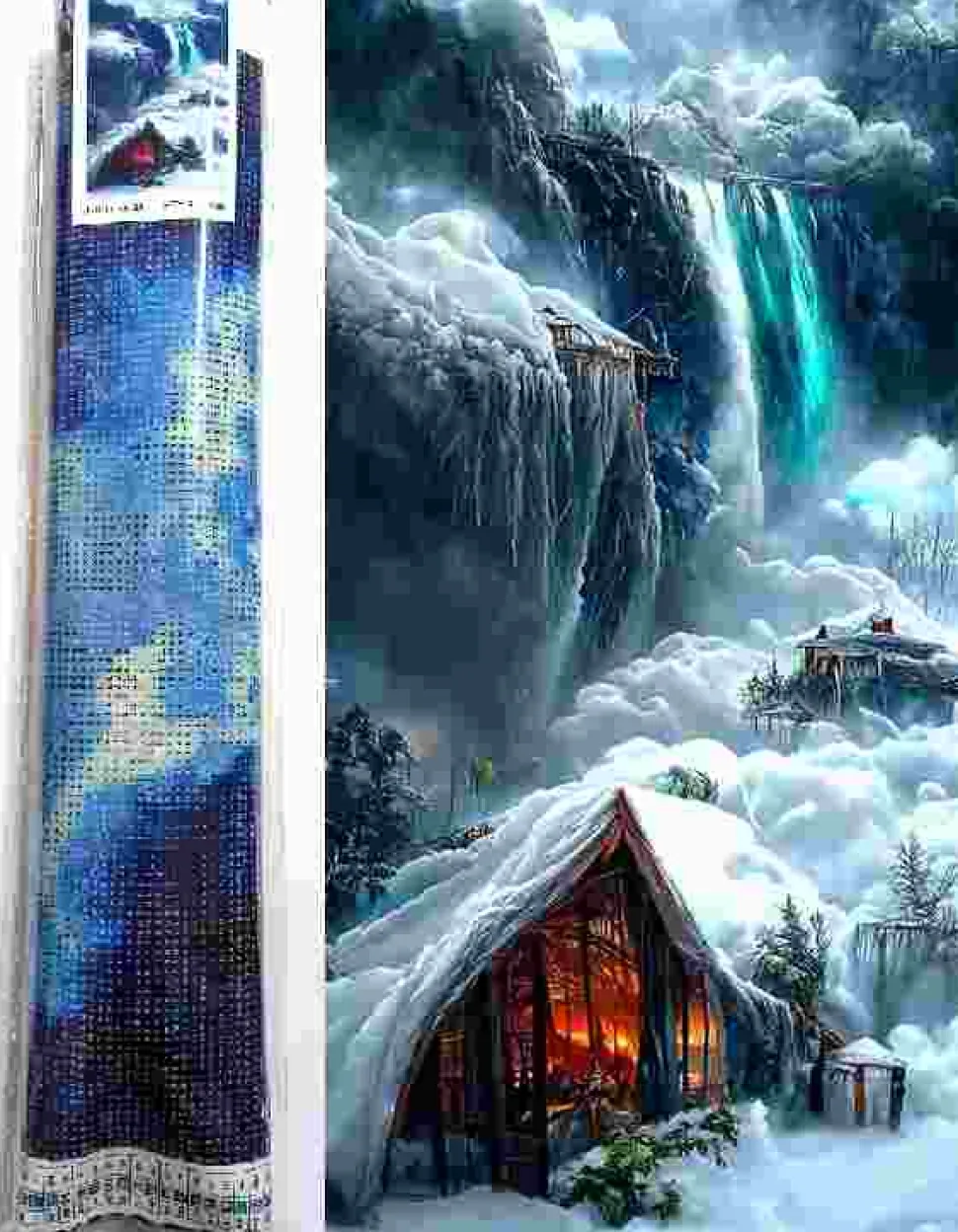 Puzzle Pintura diamantada: Casa de campo no inverno 80x40 cm