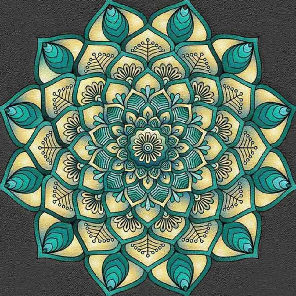 Puzzle Pintura diamantada: Mandala turquesa 30x40 cm