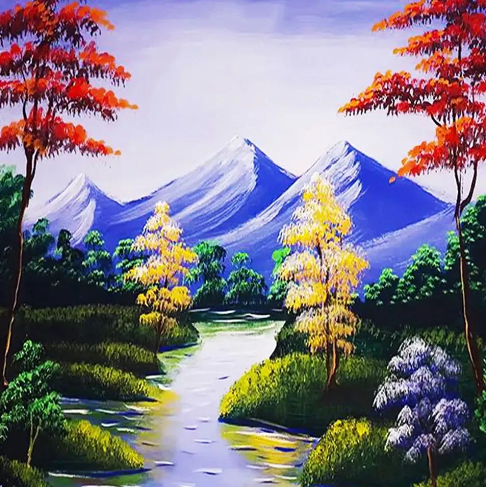 Puzzle Pintura diamantada: Riacho de montanha 30x40 cm