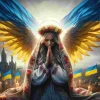 Puzzle Pintura Diamant: Anjo ucraniano 30x40cm