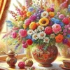 Puzzle Pintura Diamant: Bouquet à janela 30x40cm