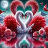 Puzzle Pintura Diamant: Cisnes apaixonados 30x40cm