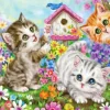 Puzzle Pintura diamante: Gangue de gatos 30x40cm