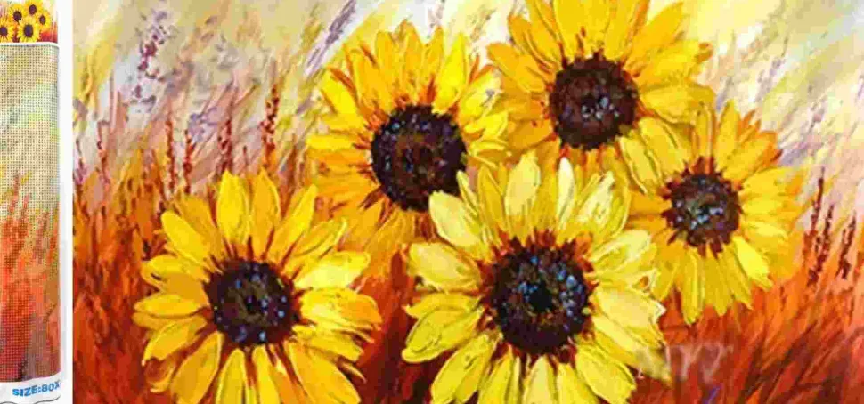 Puzzle Pintura diamante: Lindos girassóis 80x40 cm