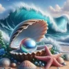 Puzzle Pintura Diamante: Pérola numa concha 30x40cm