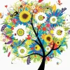 Puzzle Pintura diamante: Árvore em flor 30x30cm 7D