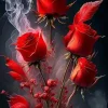 Puzzle Pintura Diamant: Flores rosas em fumo 30x40cm