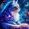 Puzzle Pintura Diamant: Gato do espaço 30x40cm