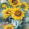 Puzzle Pintura Diamant: Girassóis num vaso 30x40cm