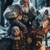 Puzzle Pintura Diamant: Guerreiro nórdico com lobo 30x40cm