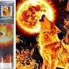 Puzzle Pintura Diamant: Lua cheia ardente 30x40cm