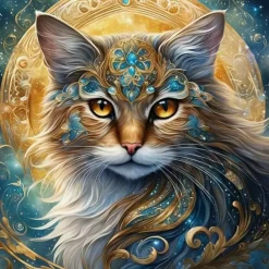 Puzzle Pintura Diamant: O gato mítico 30x40cm