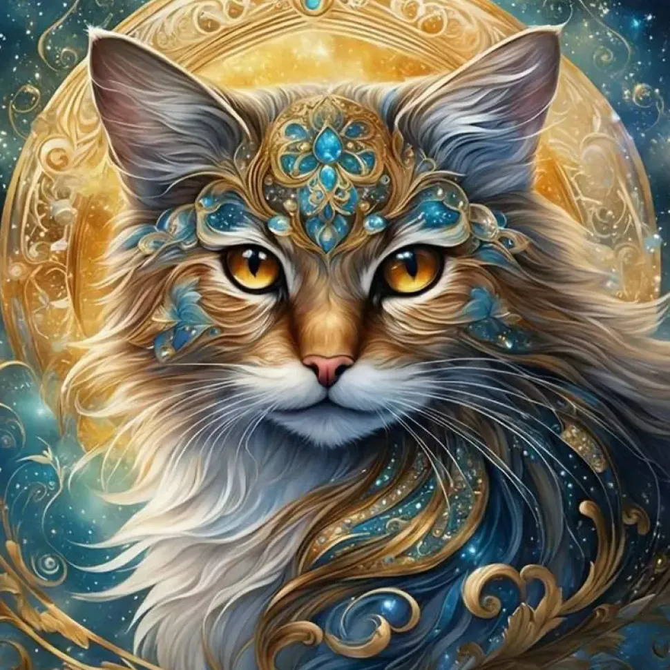 Puzzle Pintura Diamant: O gato mítico 30x40cm