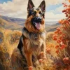 Puzzle Pintura Diamant: Pastor alemão nas montanhas 30x40cm