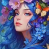 Puzzle Pintura Diamant: Rapariga com flores no cabelo 30x40cm