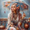 Puzzle Pintura Diamant: Rapariga com um guarda-chuva 30x40cm