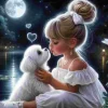 Puzzle Pintura Diamant: Rapariga com um cão 30x40cm