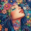 Puzzle Pintura Diamant: Rapariga com flores 30x40cm