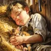 Puzzle Pintura Diamant: Rapaz adormecido 30x40cm