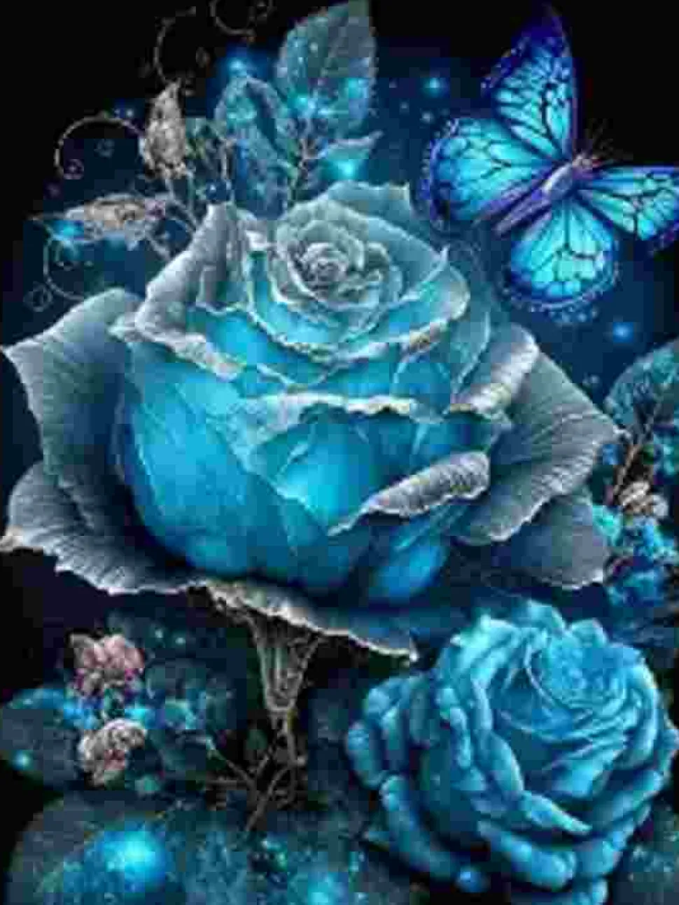 Puzzle Pintura Diamant: Rosa azul 30x40cm