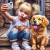 Puzzle Pintura Diamant: Selfie com um cão 30x40cm