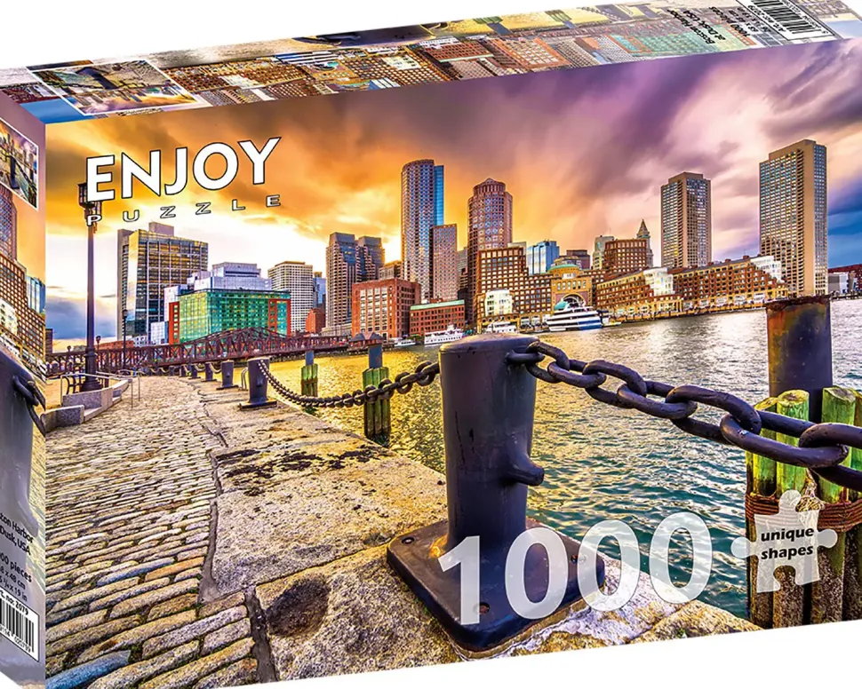 Puzzle Porto de Boston ao anoitecer, EUA