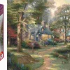 Puzzle Thomas Kinkade: Lago da cidade natal de madeira