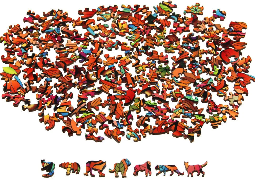 Puzzle Tigre colorido de madeira