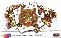 Puzzle Tigre colorido de madeira
