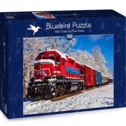 Puzzle Trem vermelho na neve